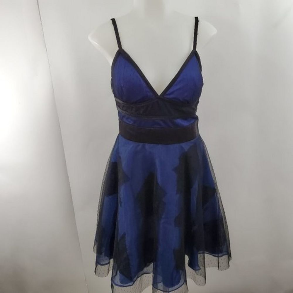 Minuet Dress S Blue Black‎ Lace A-line Fit Flare Mo